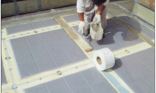 テクノパネル溝部のガラスマットライニング テクノパネル溝部のガラスマットライニング